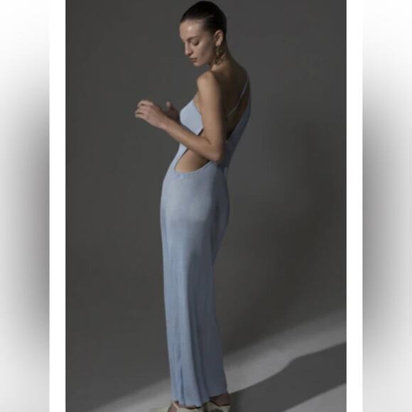 Auteur Studio Nour Rib Knit Maxi Dress Women’s Size XL Ivory Sheath Strappy - Picture 16 of 16